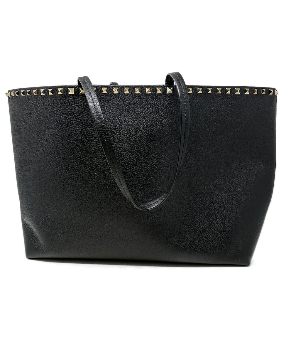 Valentino Rockstud Black Leather Tote W/Dust Bag
