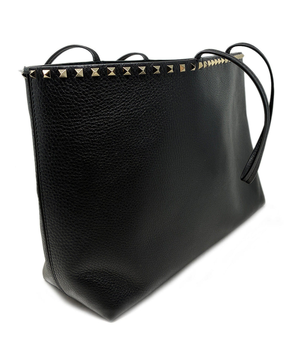 Valentino Rockstud Black Leather Tote W/Dust Bag