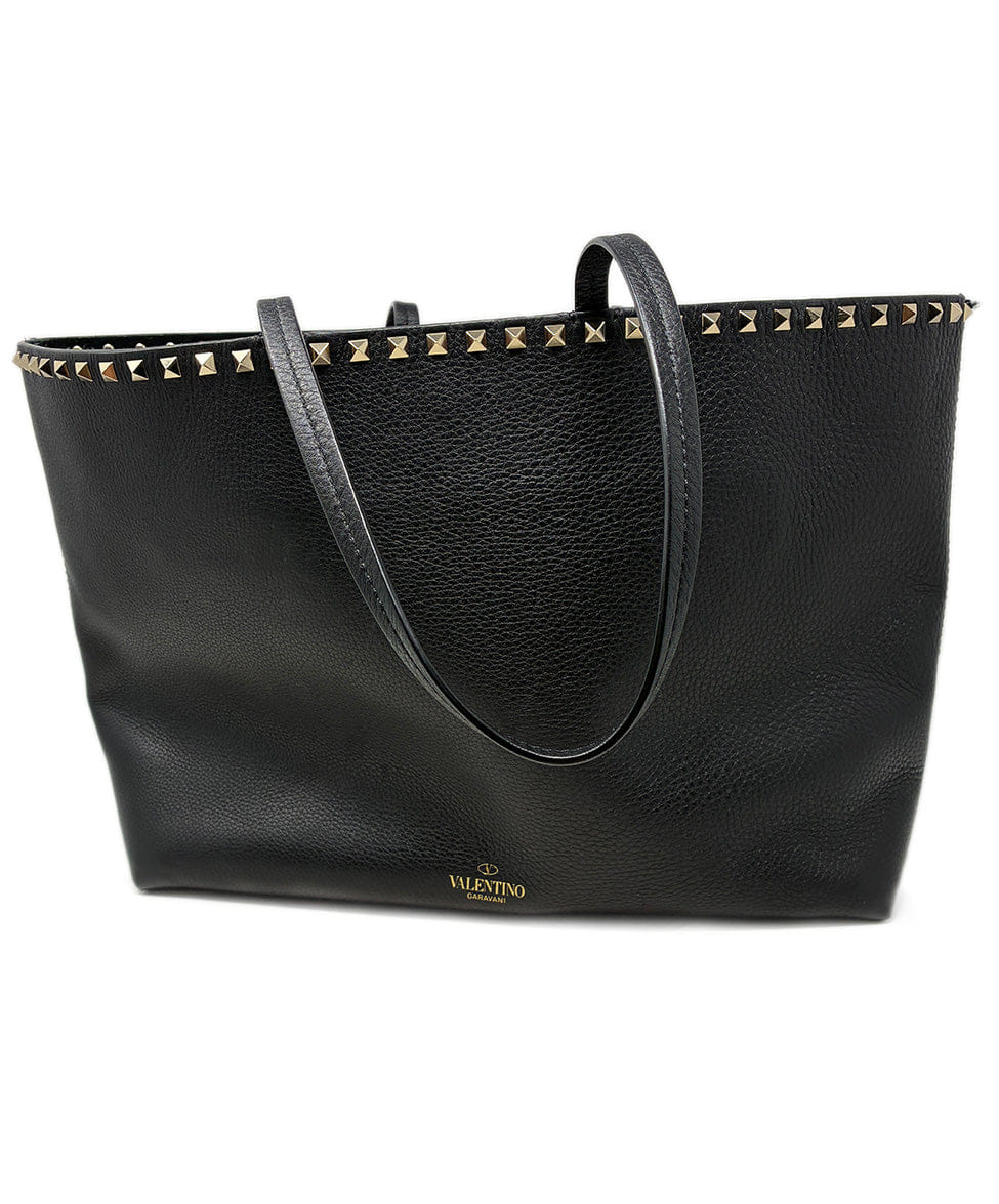 Valentino Rockstud Black Leather Tote W/Dust Bag