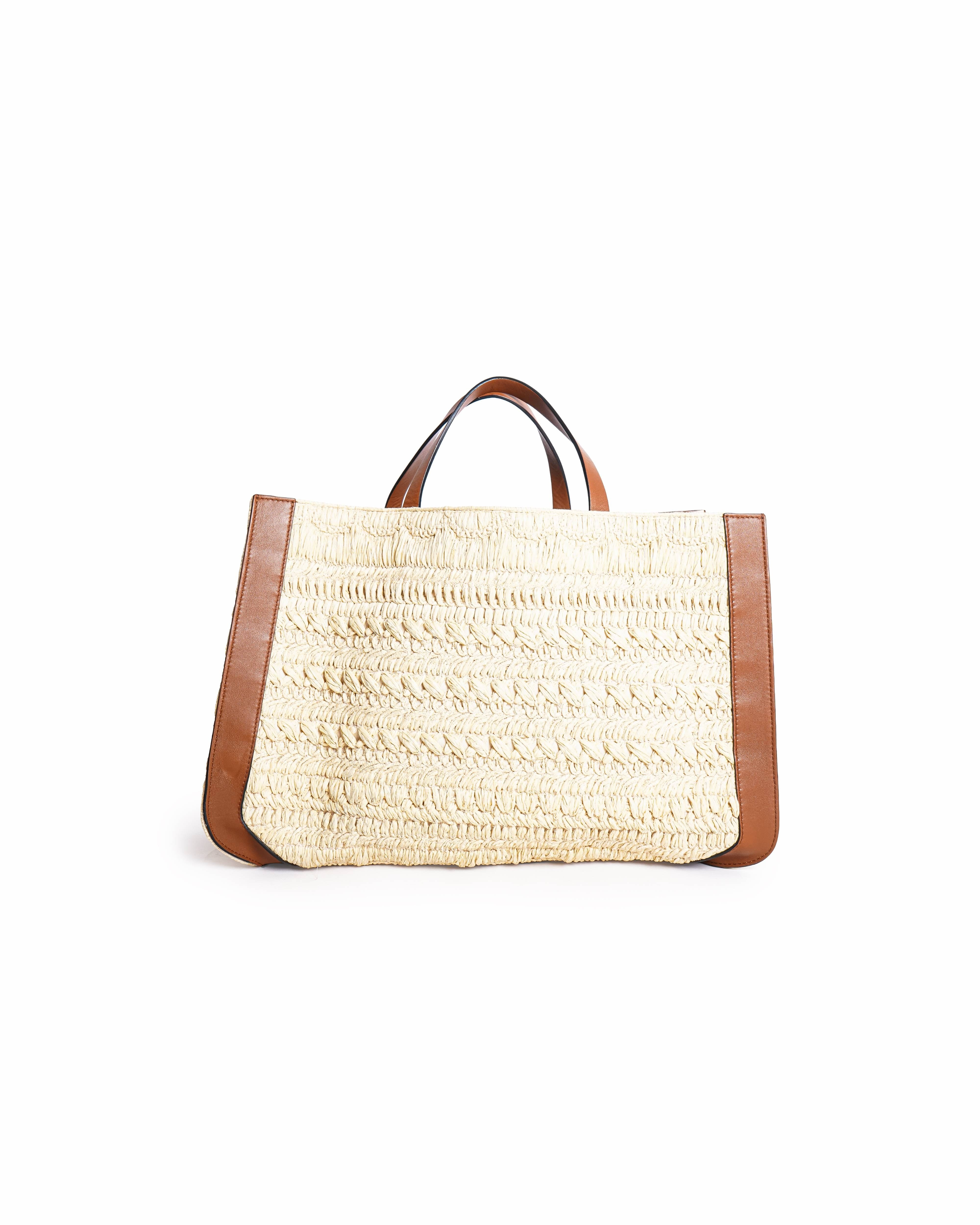 Valentino Garavani Vlogo Siganture Embroidered Raffia Tote Bag