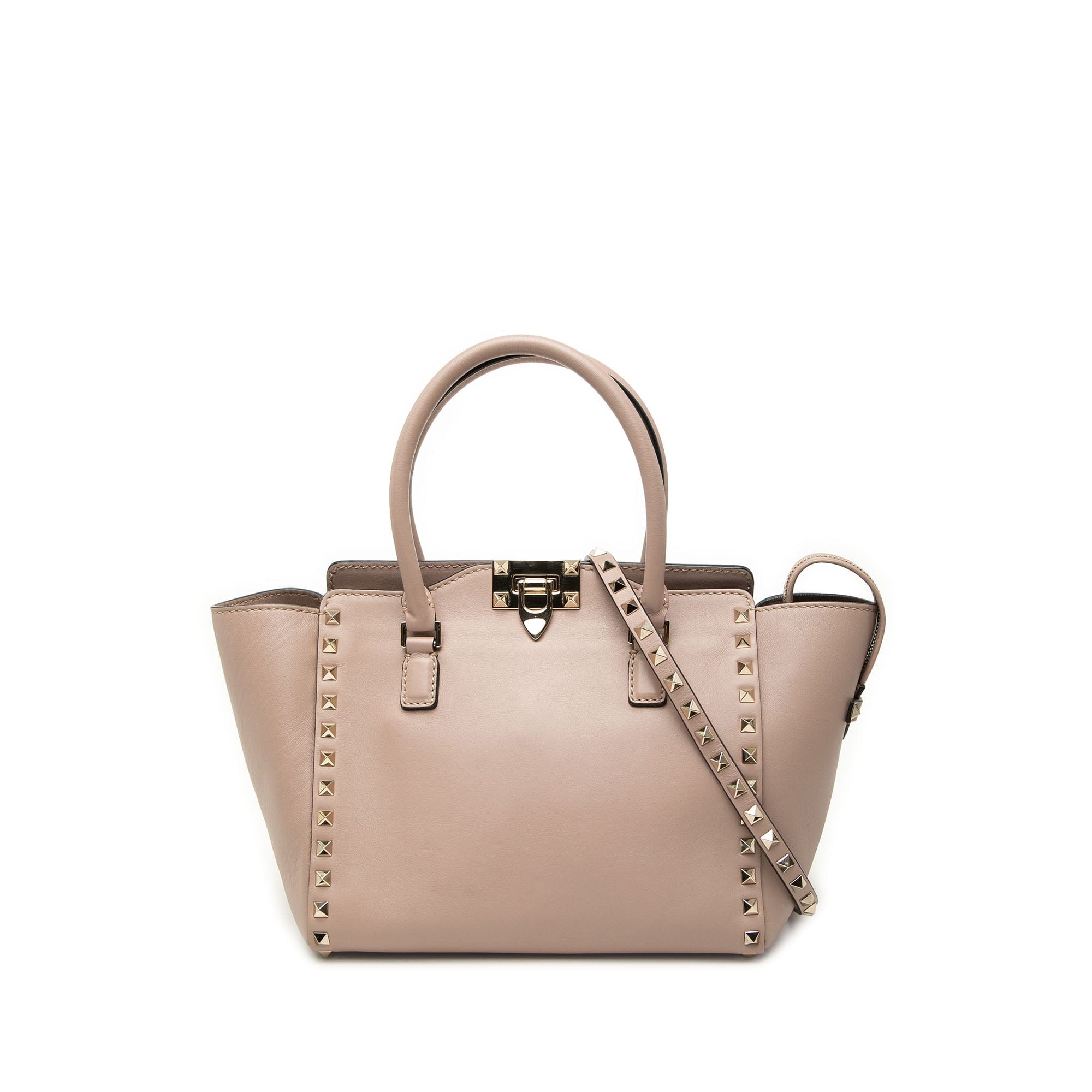 Valentino Small Leather Rockstud Double Handle Tote