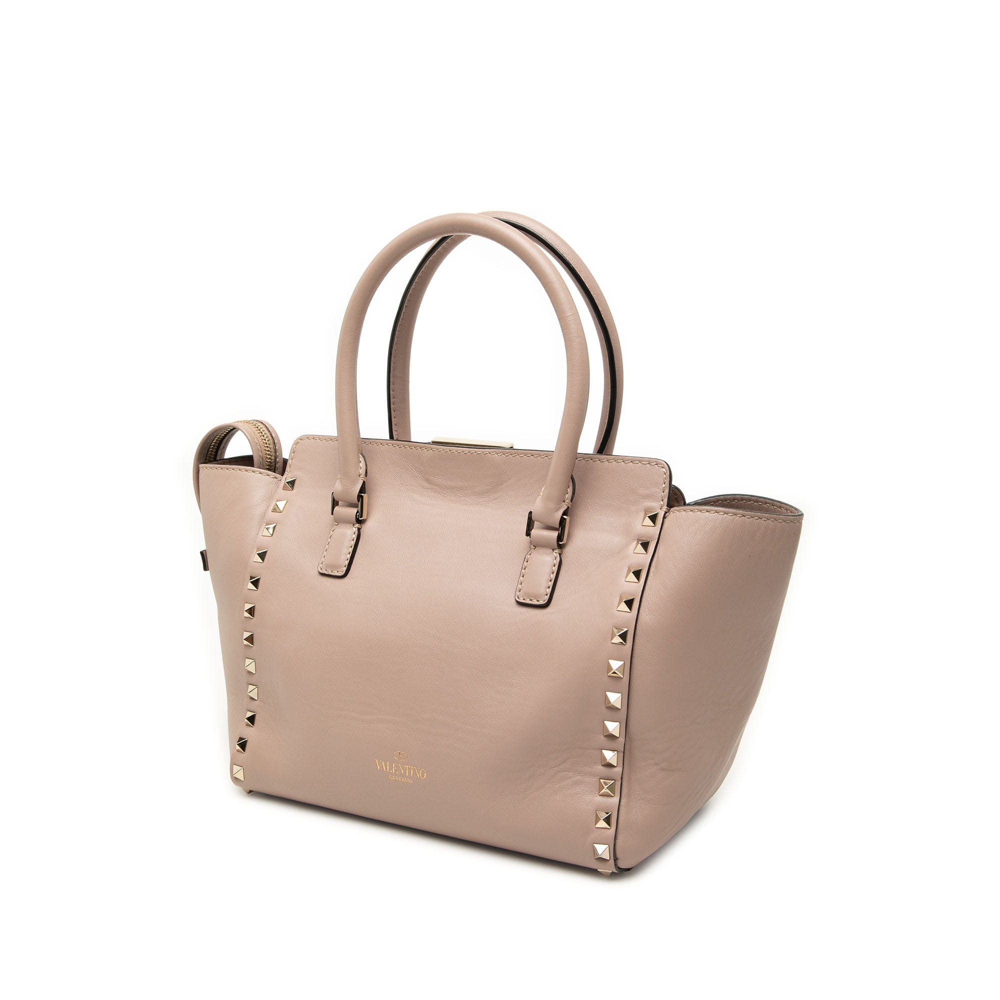 Valentino Small Leather Rockstud Double Handle Tote