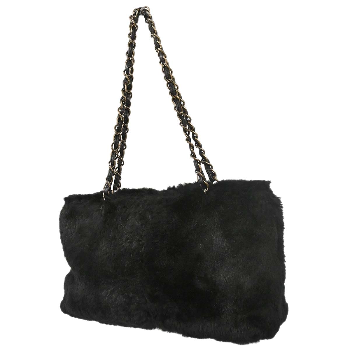Chanel 2000 - 2001 Black Lapin Fur Tote Handbag