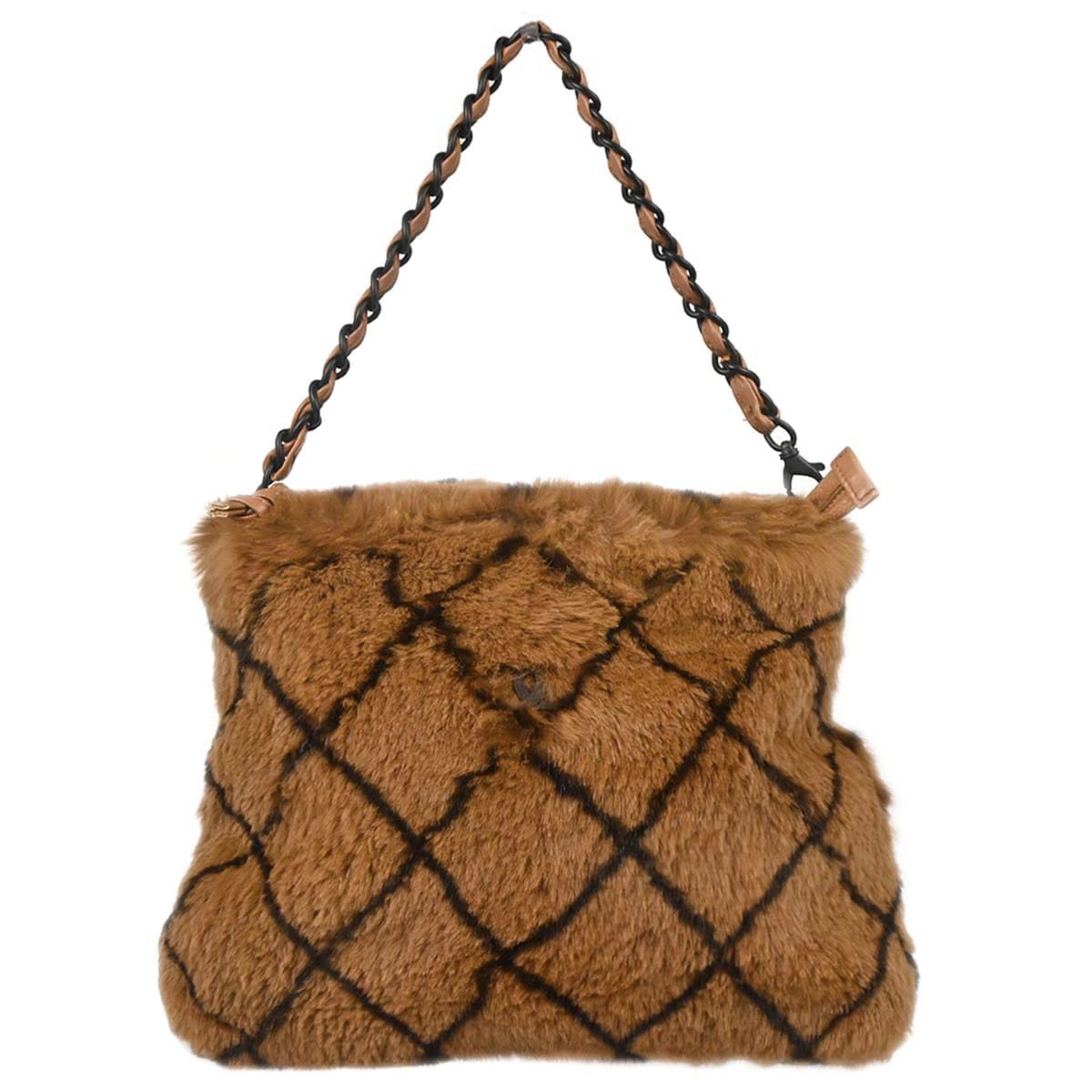 Chanel 2001 - 2003 Brown Rabbit Fur Tote Handbag