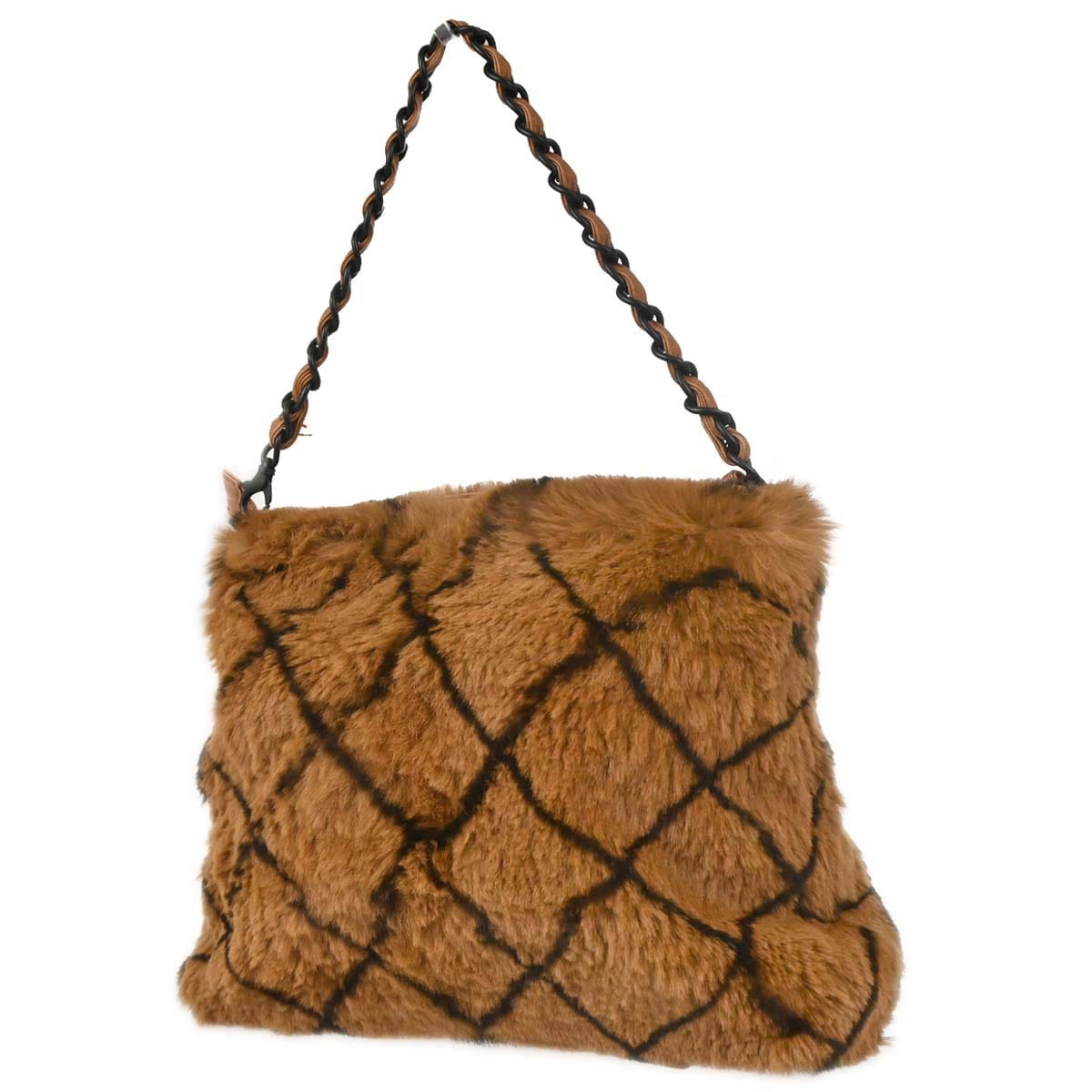 Chanel 2001 - 2003 Brown Rabbit Fur Tote Handbag