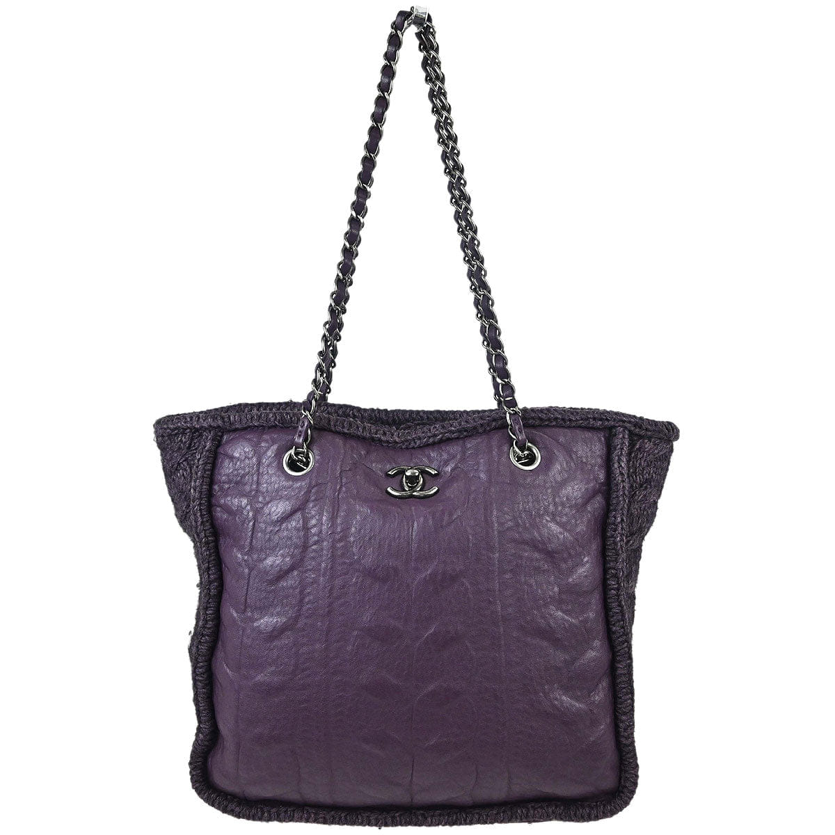 Chanel 2013 - 2014 Purple Lambskin Knit Tote Handbag