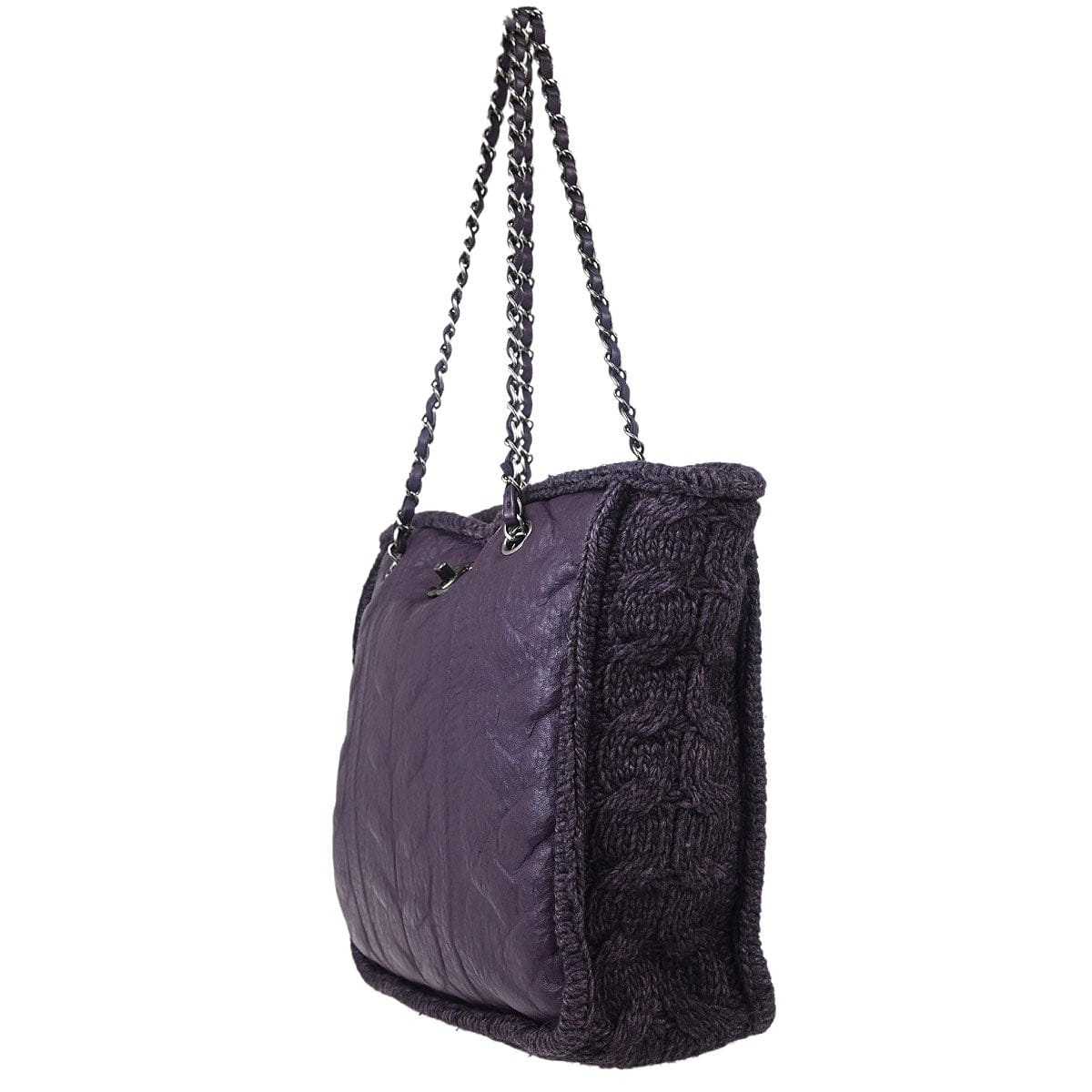 Chanel 2013 - 2014 Purple Lambskin Knit Tote Handbag