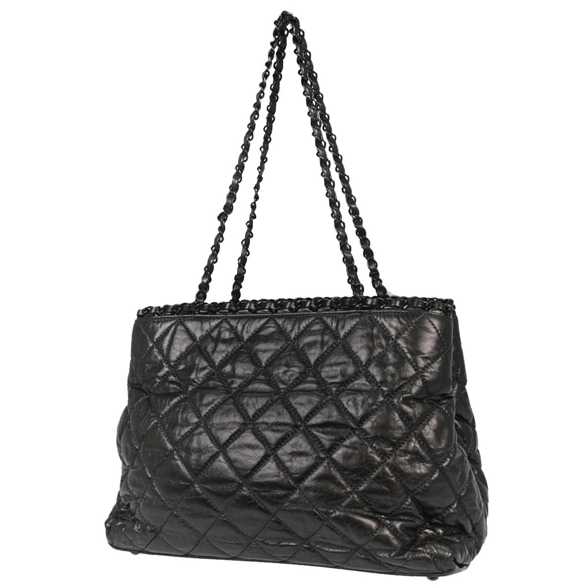 Chanel 2010 - 2011 Metallic Gray Calfskin Chain Me Tote Handbag