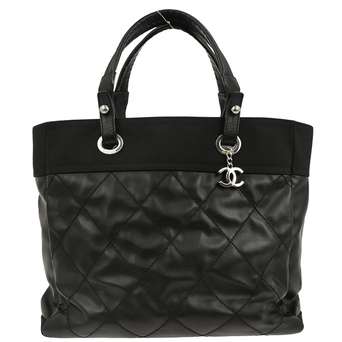 Chanel 2012 - 2013 Black Coated Canvas Paris - Biarritz MM Tote Handbag
