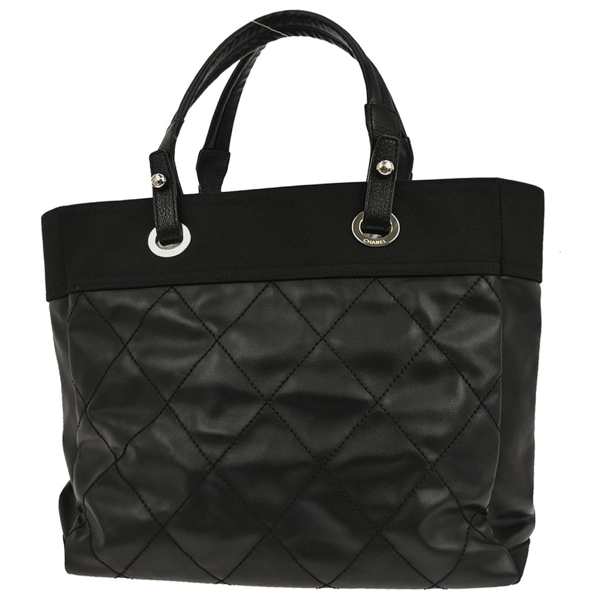 Chanel 2012 - 2013 Black Coated Canvas Paris - Biarritz MM Tote Handbag