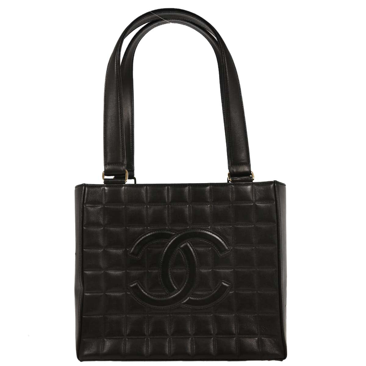 Chanel 2002 - 2003 Black Lambskin Choco Bar Tote Shoulder Bag