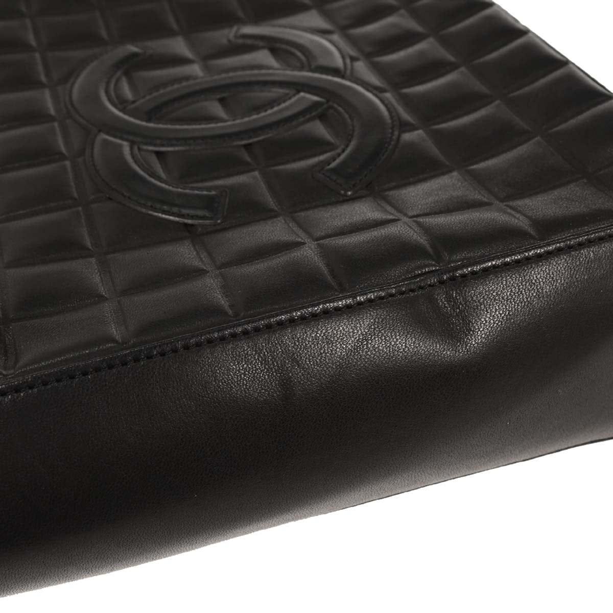Chanel 2002 - 2003 Black Lambskin Choco Bar Tote Shoulder Bag