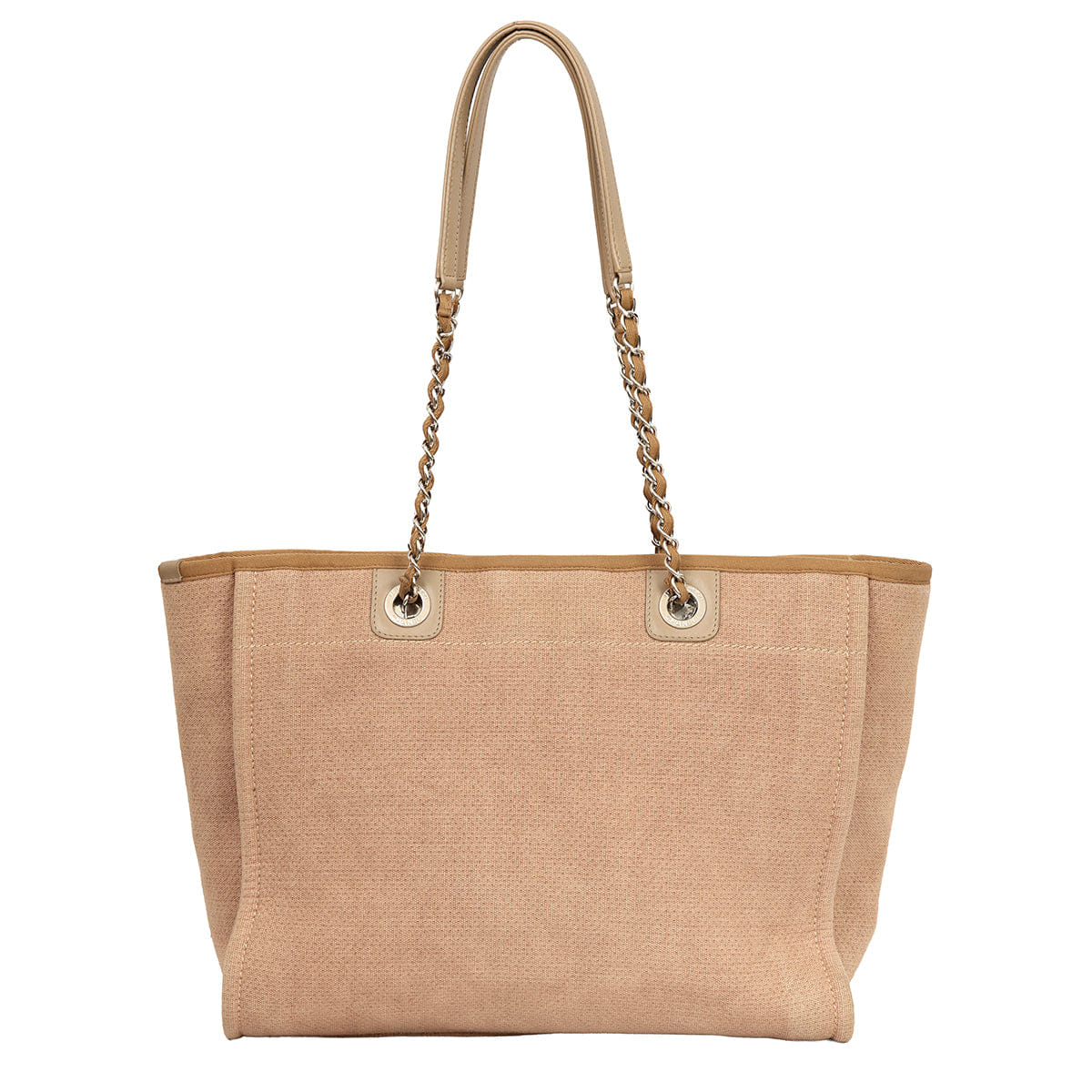 CHANEL DEAUVILLE BEIGE SMALL CANVAS TOTE BAG