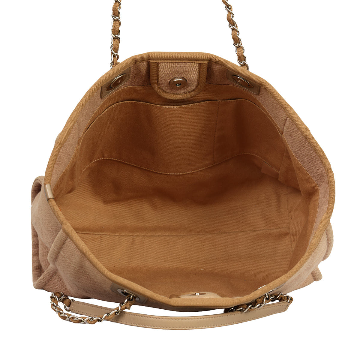 CHANEL DEAUVILLE BEIGE SMALL CANVAS TOTE BAG