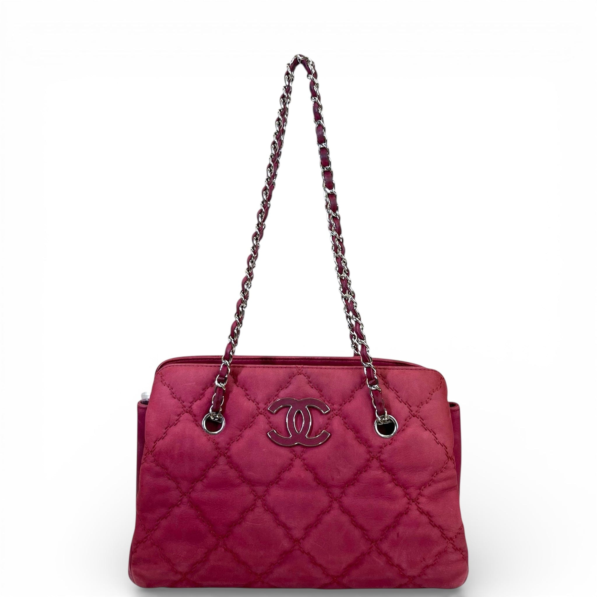 Chanel Hamptons Ultra Stitch Red Chain Tote Bag