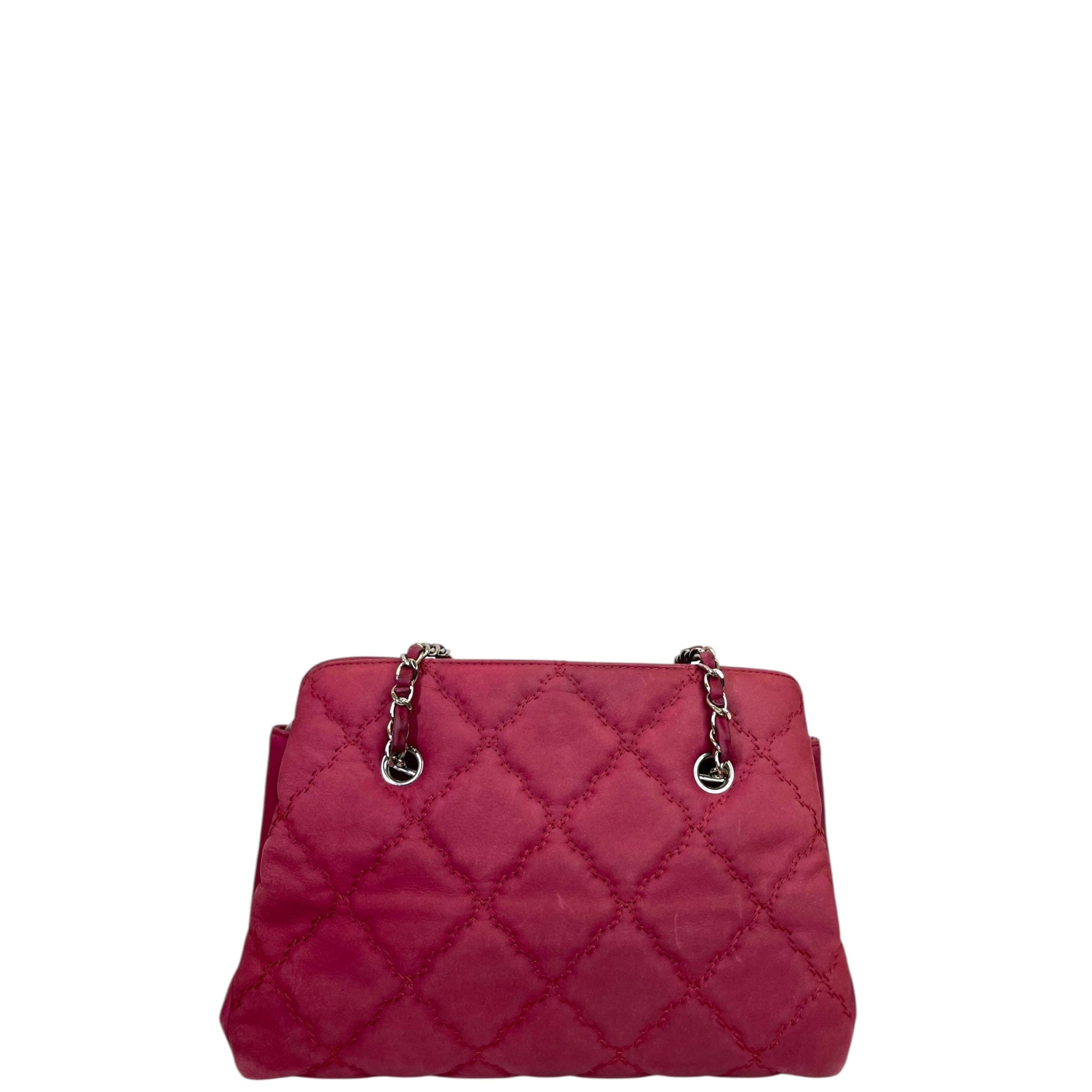 Chanel Hamptons Ultra Stitch Red Chain Tote Bag