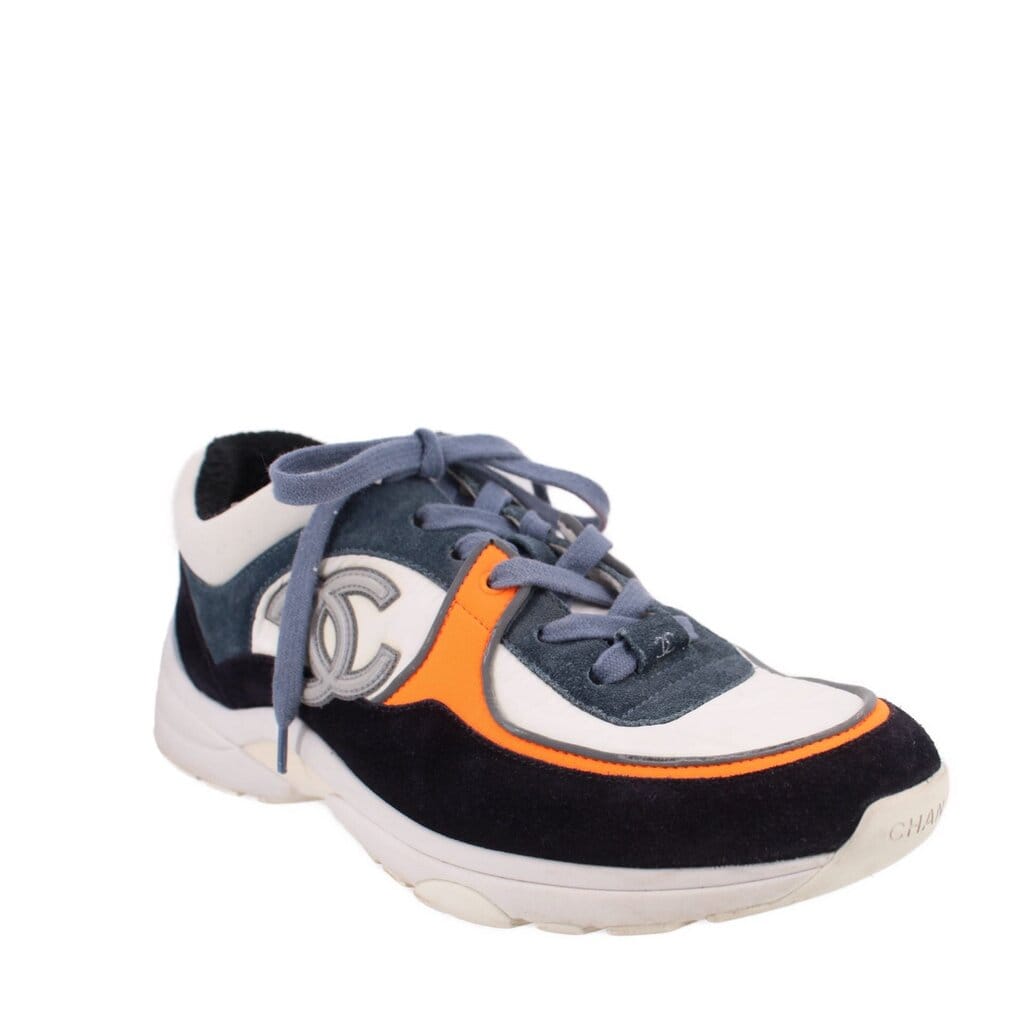 Chanel CC LOGO SUEDE TRAINER SNEAKERS MULTI 39 EU | 9 US
