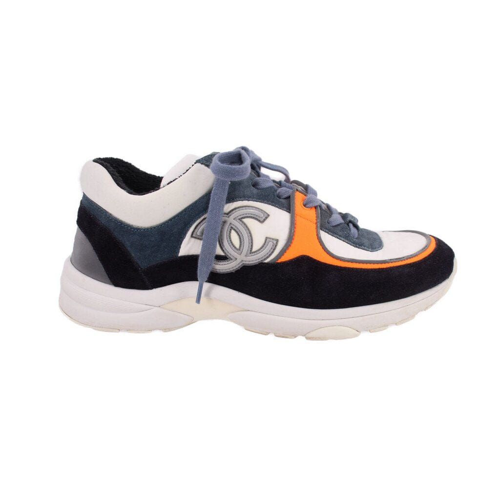 Chanel CC LOGO SUEDE TRAINER SNEAKERS MULTI 39 EU | 9 US