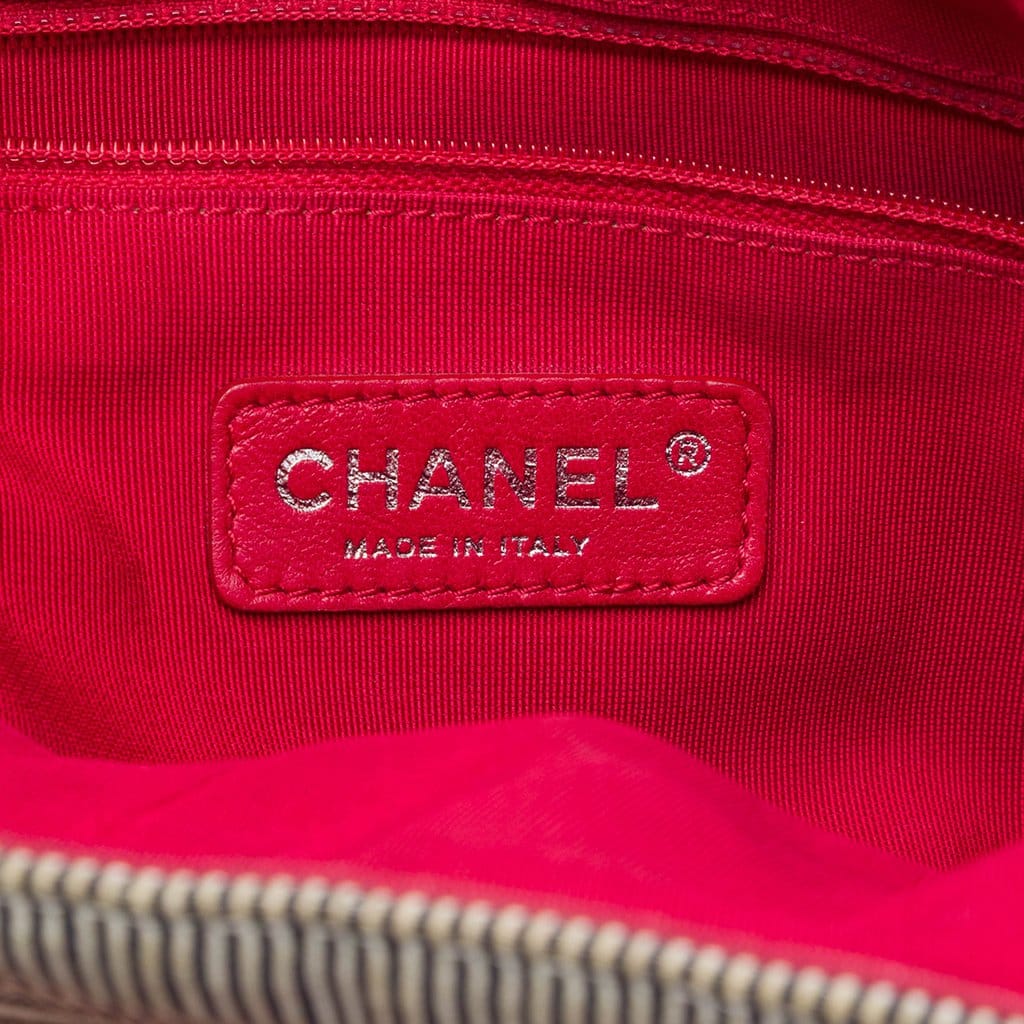 Chanel CC Quilted Denim Grosgrain Drawstring Tote