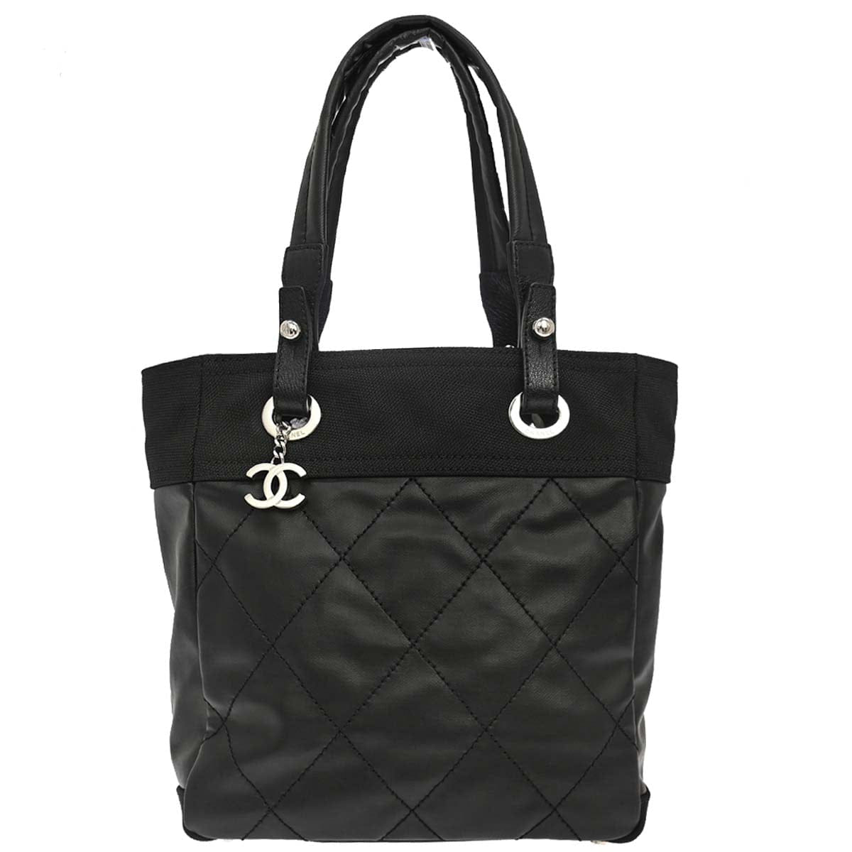 Chanel 2006 - 2008 Black Canvas Paris - Biarritz Tote PM Handbag