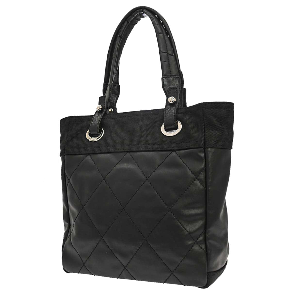 Chanel 2006 - 2008 Black Canvas Paris - Biarritz Tote PM Handbag