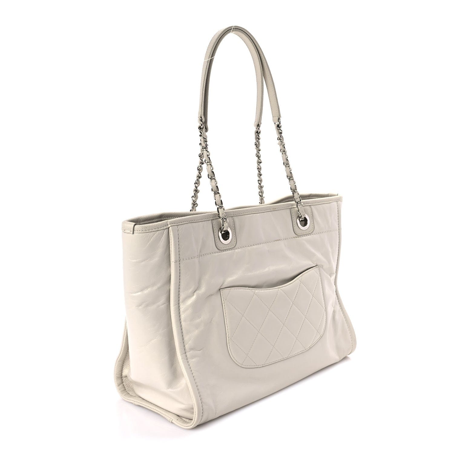 Chanel Glazed Calfskin Small Deauville Tote Ecru