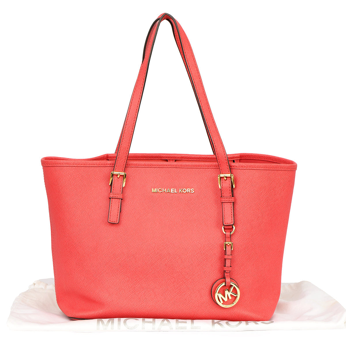 MICHAEL KORS JET SET TRAVEL SAFFIANO LEATHER TOTE BAG
