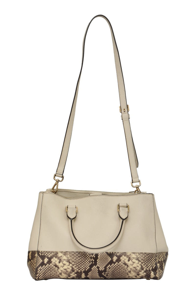 Michael Kors Beige Snake Print Embossed Tote Bag