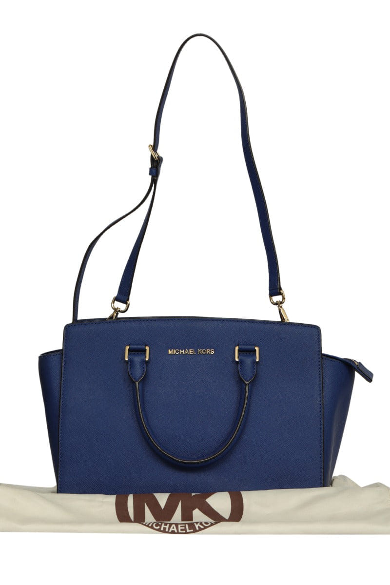 Michael Kors Selma Blue Leather Tote Bag