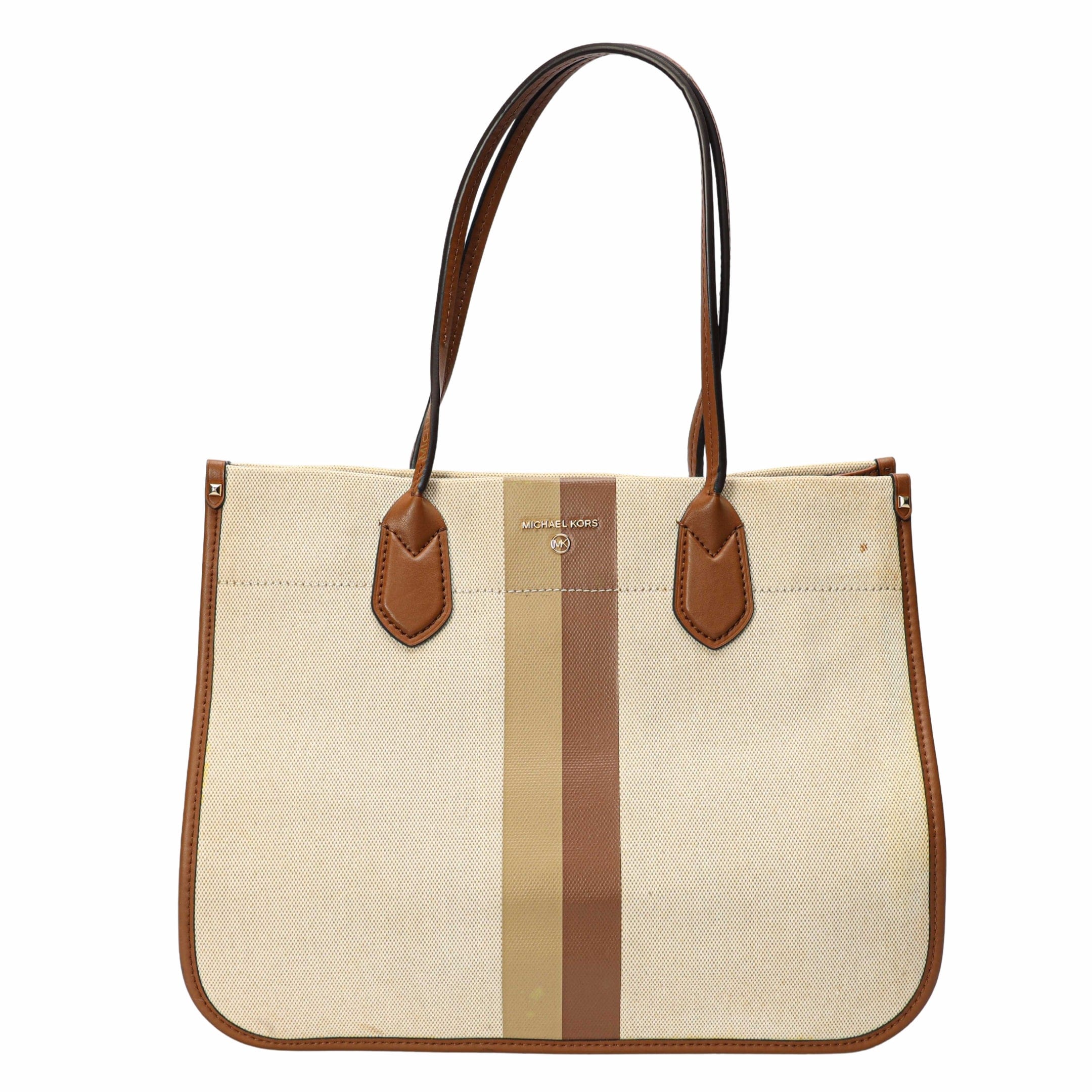 Michael Kors Heidi Striped Acorn Vanilla Tote