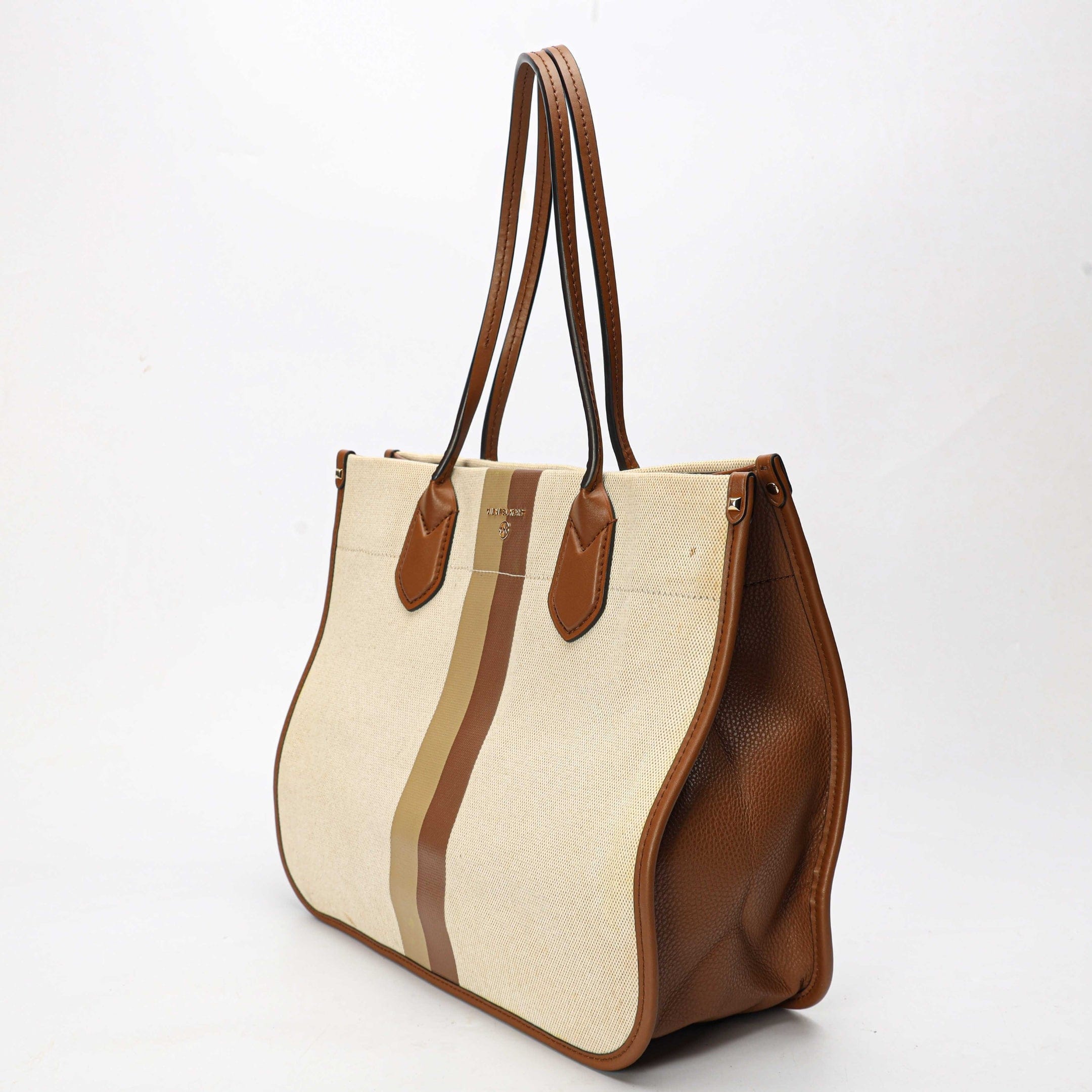 Michael Kors Heidi Striped Acorn Vanilla Tote