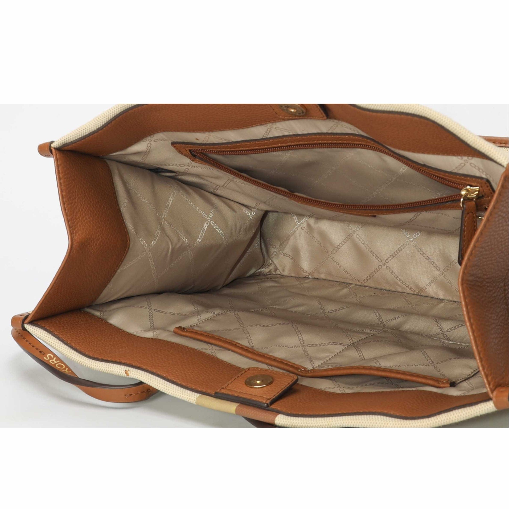Michael Kors Heidi Striped Acorn Vanilla Tote