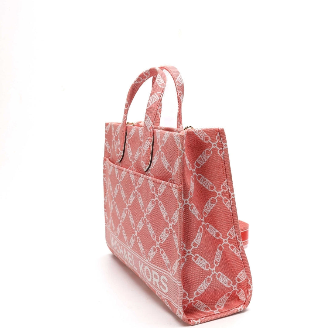 Michael Kors Pink Gigi Large Empire Logo Jacquard Tote