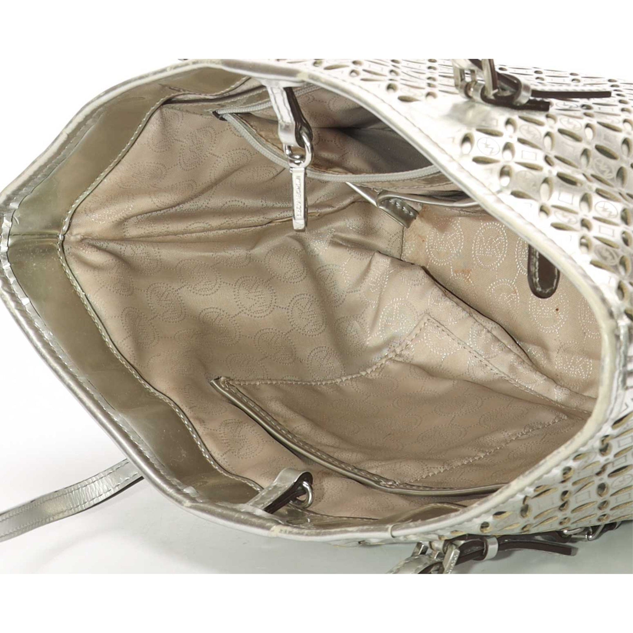 Michael Kors Silver Lasercut Travel Tote