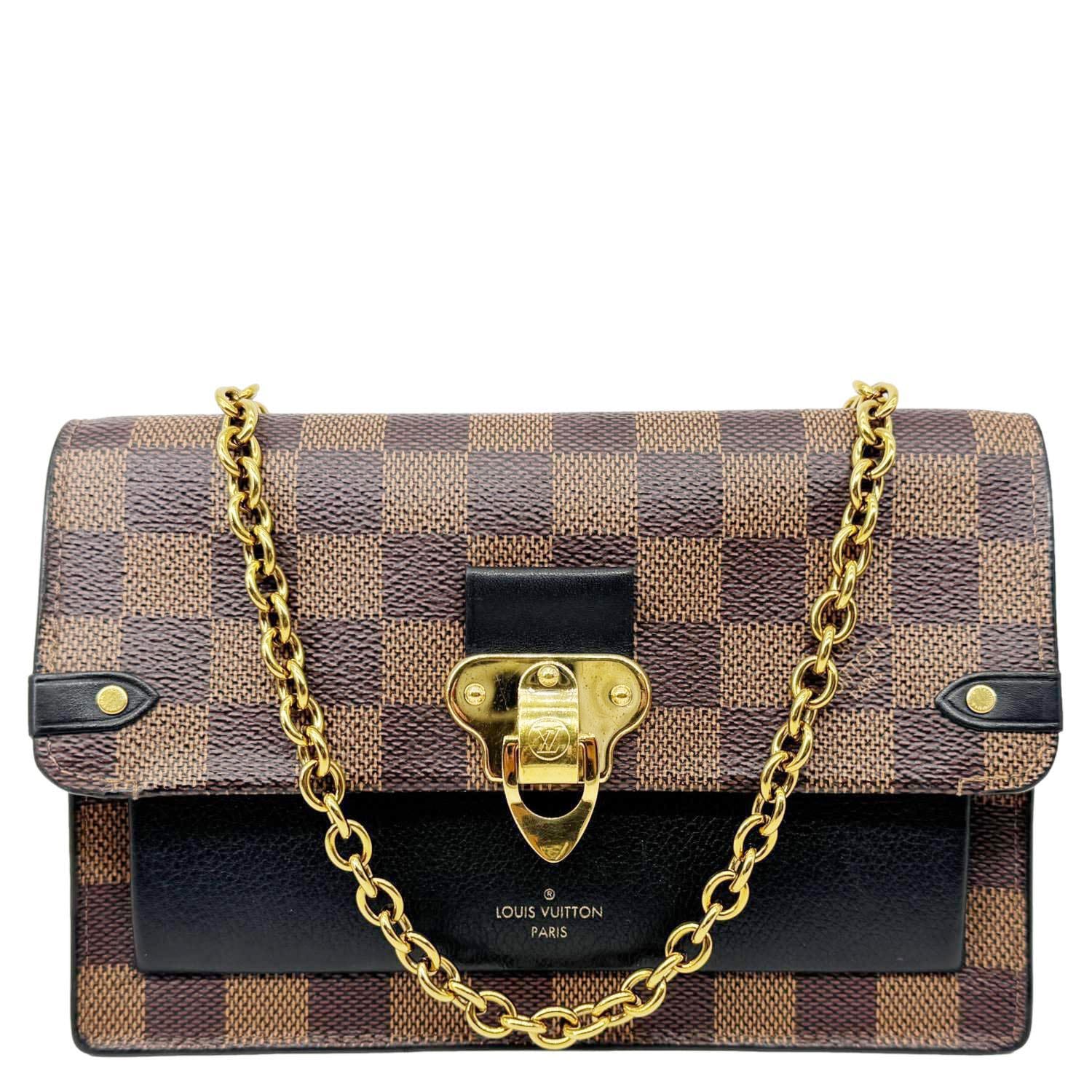 LOUIS VUITTON Vavin PM Damier Ebene Chain Crossbody Bag Black