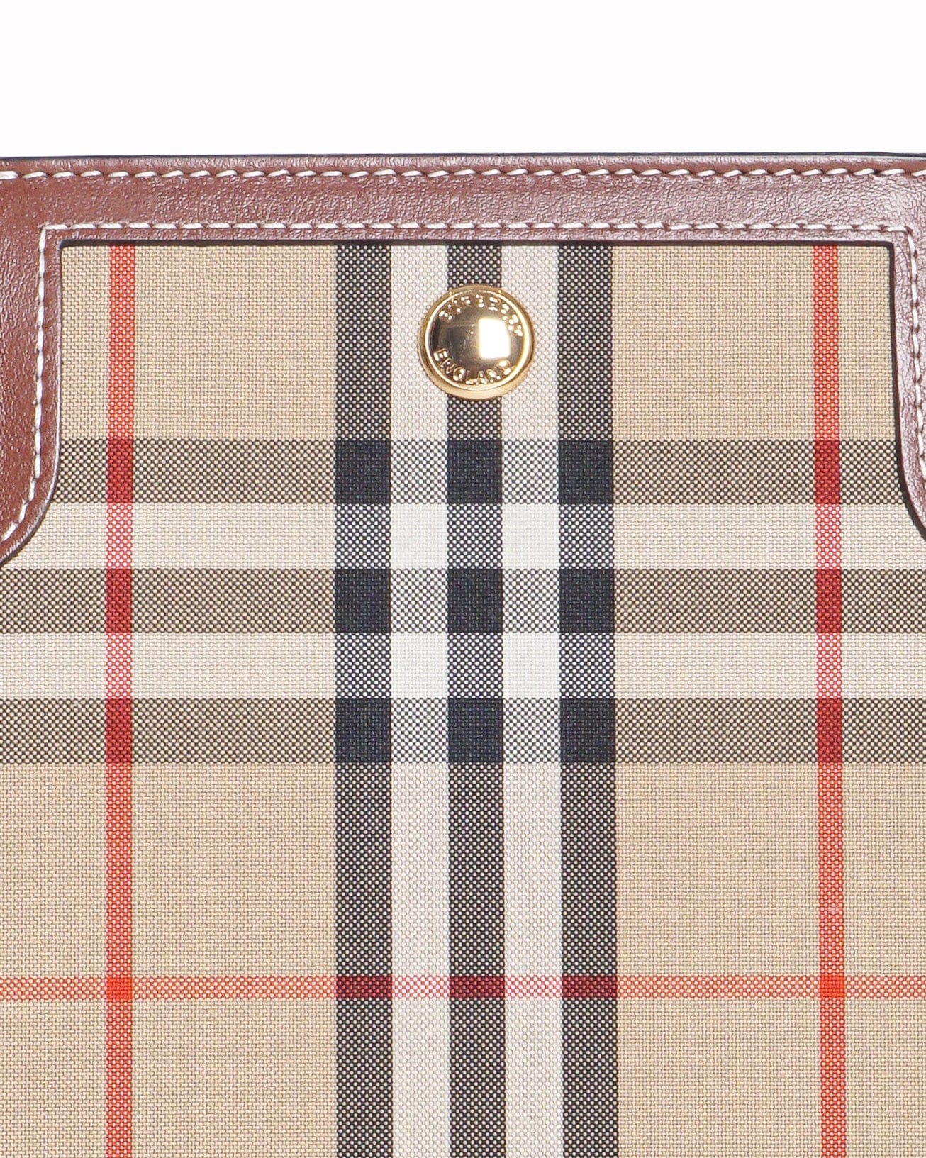 Burberry Vintage Check Canvas & Brown Leather Small Title Tote