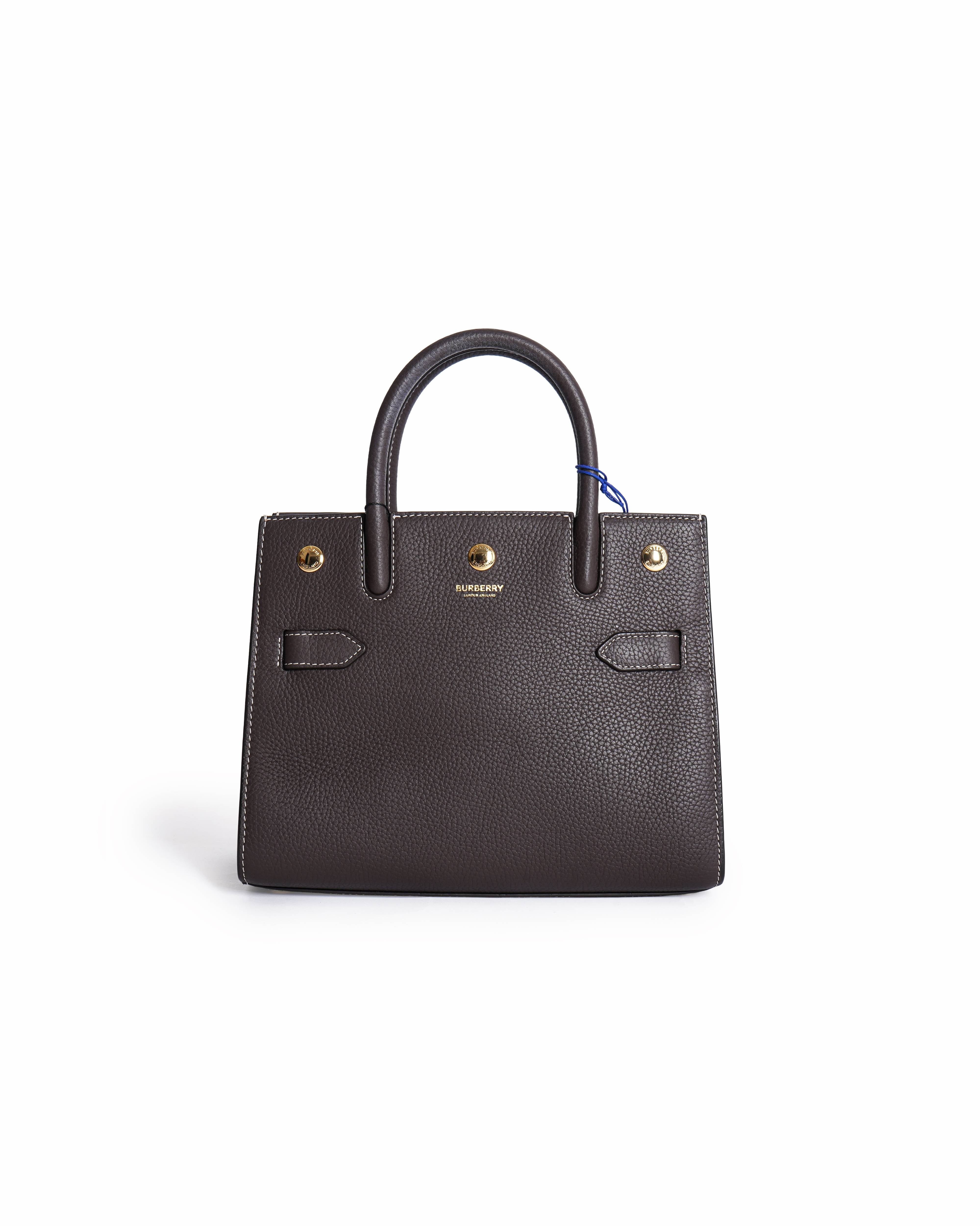 Burberry Title Baby Tote Grainy Brown Leather