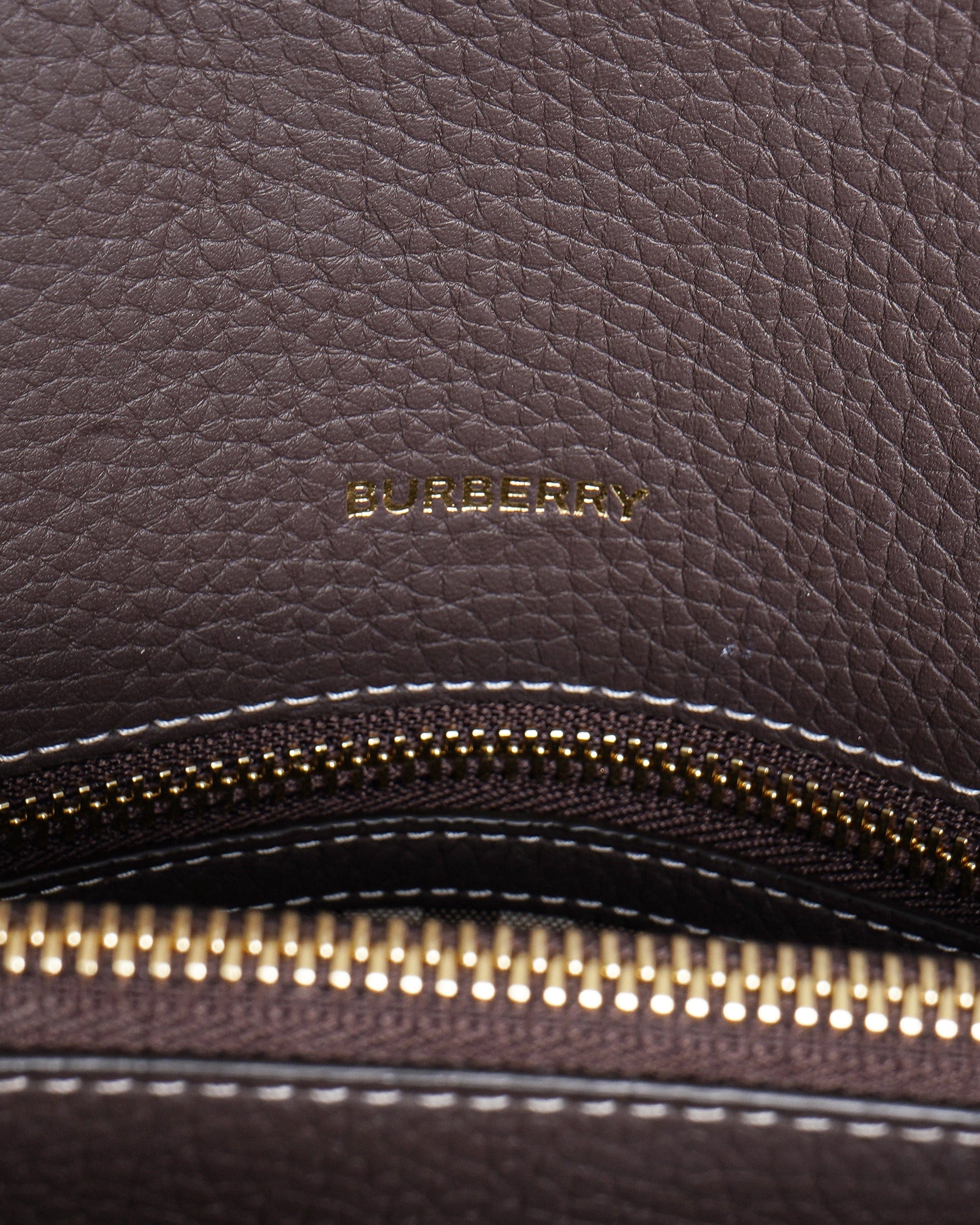 Burberry Title Baby Tote Grainy Brown Leather
