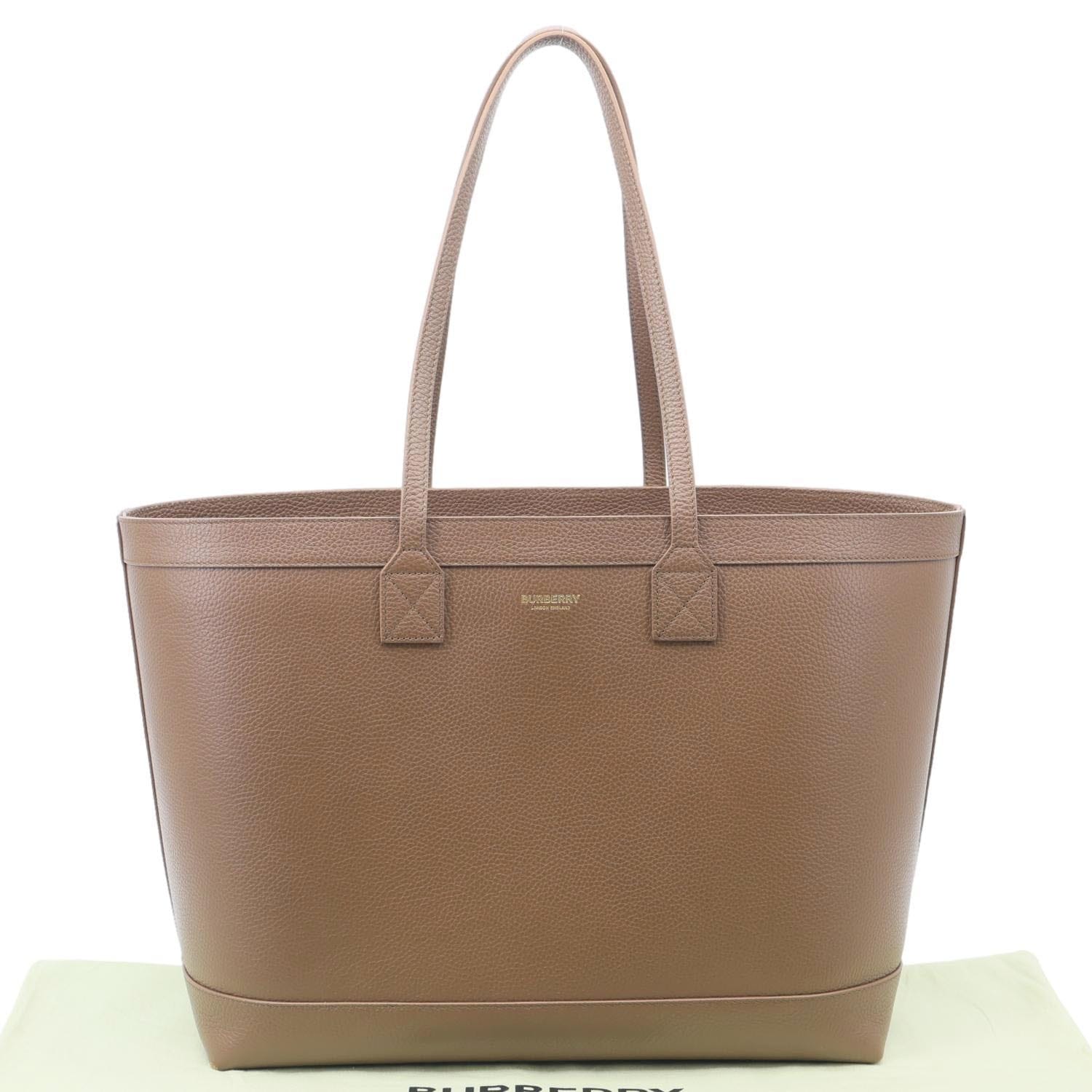 BURBERRY London Medium Grainy Calfskin Leather Tote Bag Brown