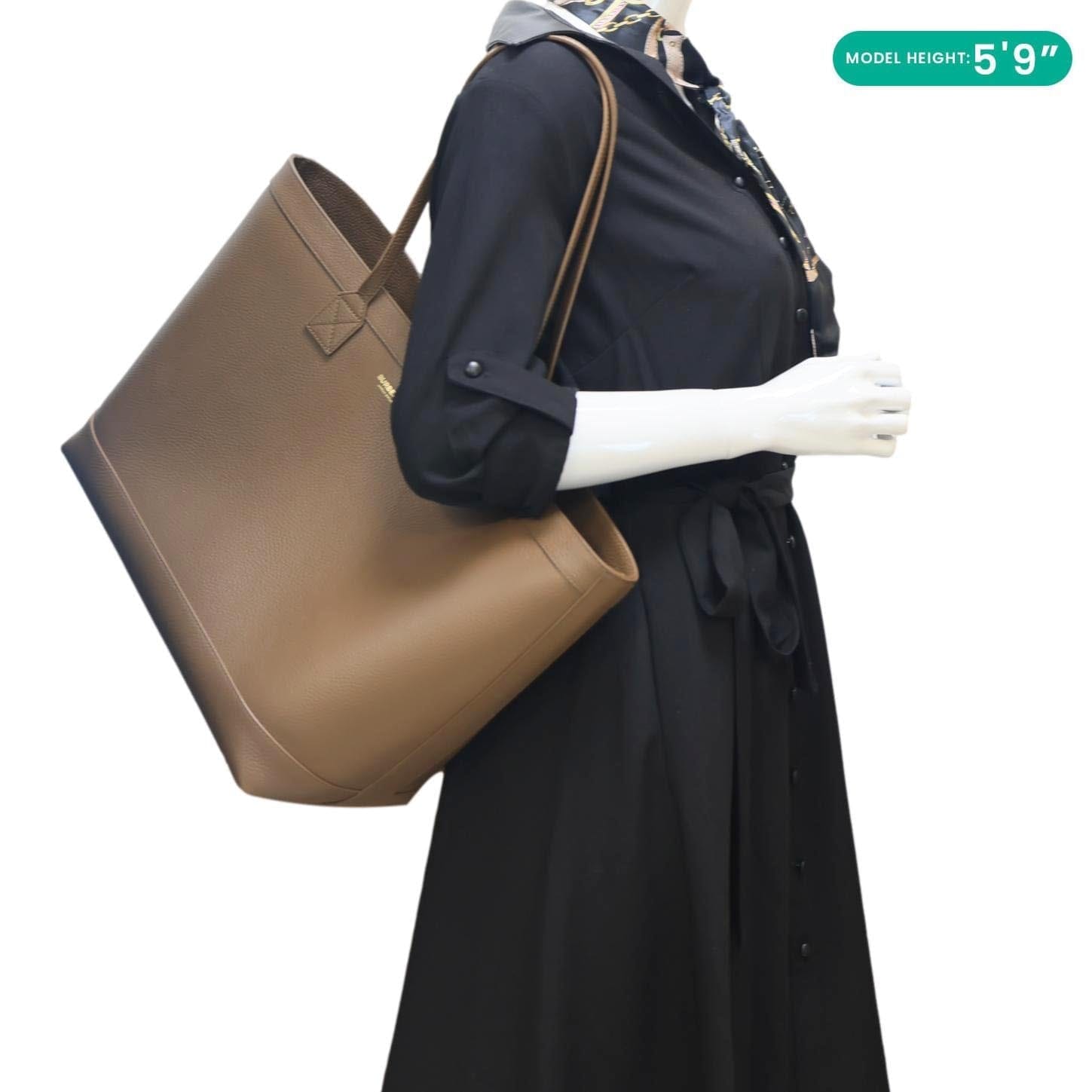 BURBERRY London Medium Grainy Calfskin Leather Tote Bag Brown