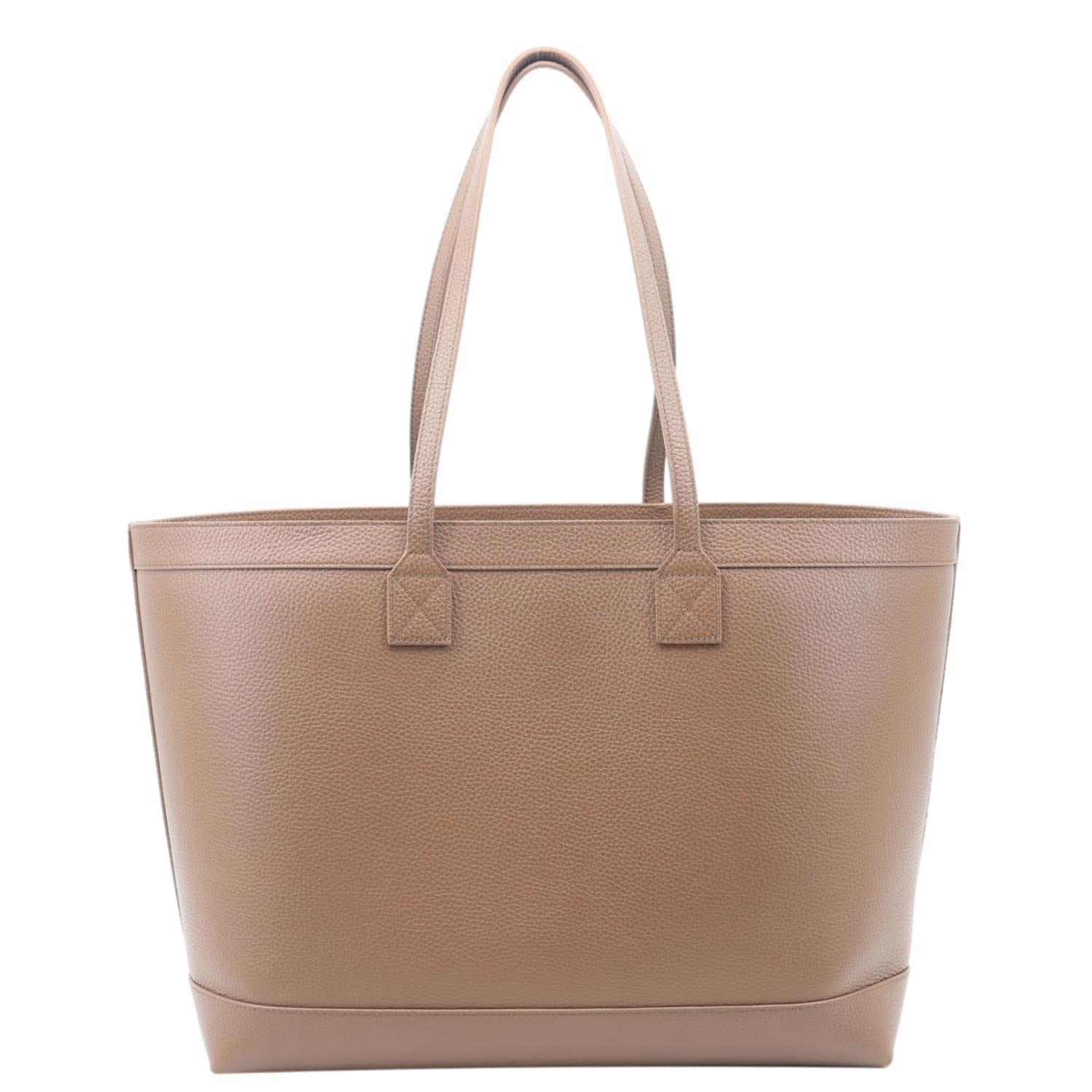 BURBERRY London Medium Grainy Calfskin Leather Tote Bag Brown