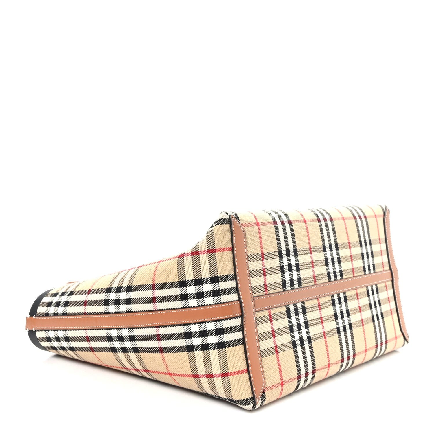 Burberry Cotton Vintage Check Medium London Tote Bag Briar Brown Black
