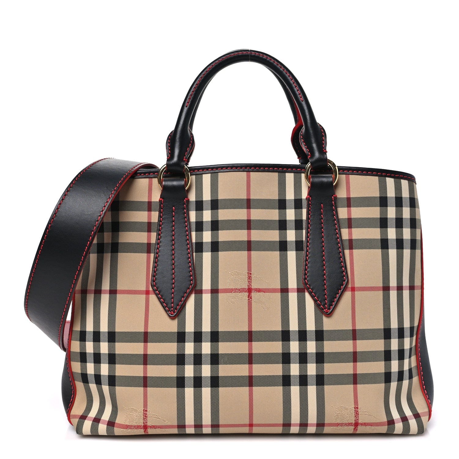 Burberry Horseferry Check Medium Ballingdon Tote Honey Black