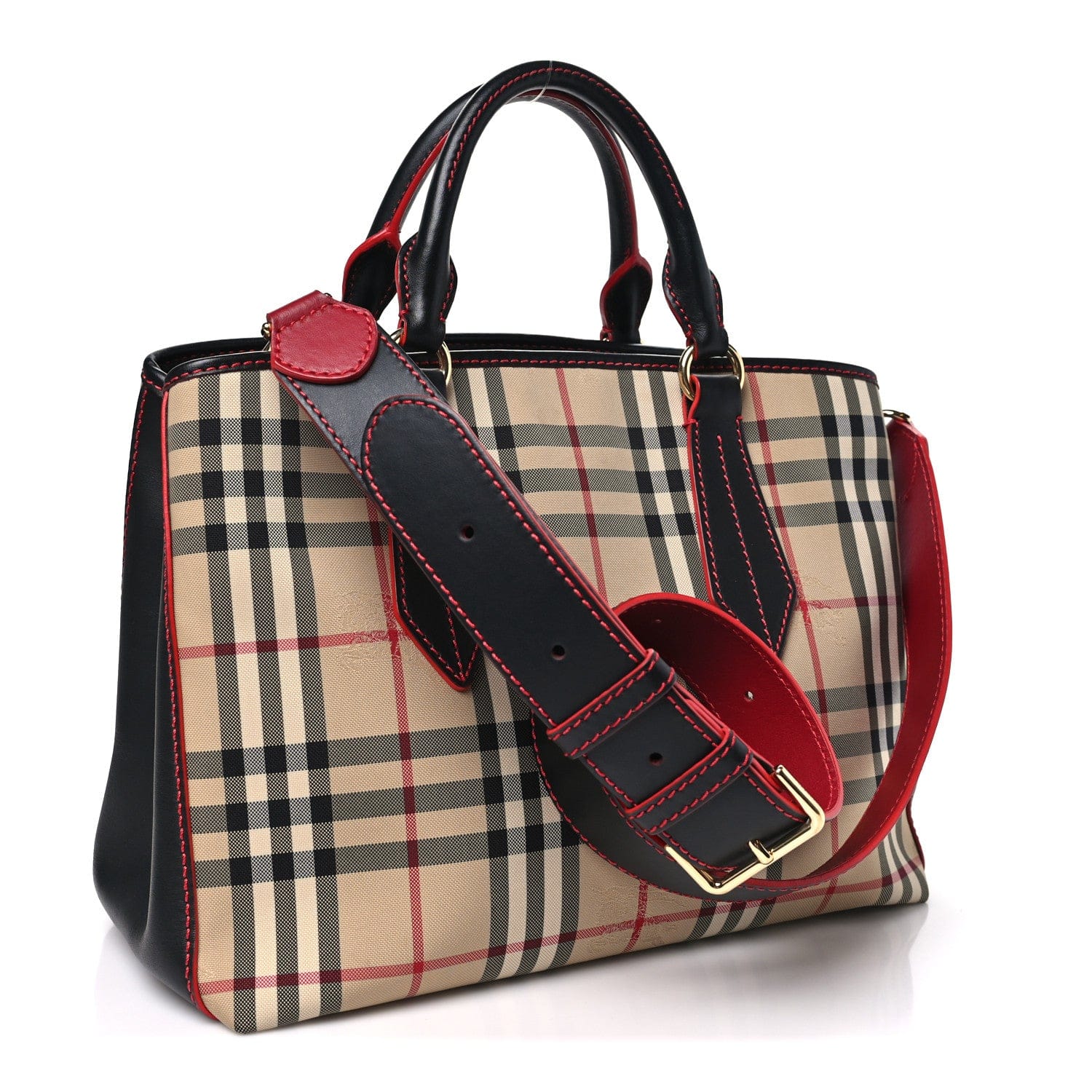 Burberry Horseferry Check Medium Ballingdon Tote Honey Black