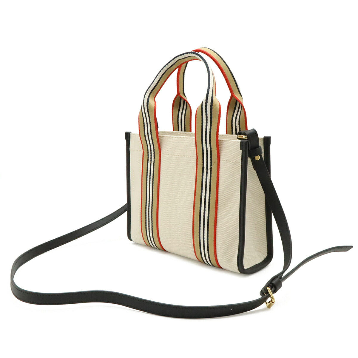 Burberry Small Icon Stripe Canvas Tote Bag