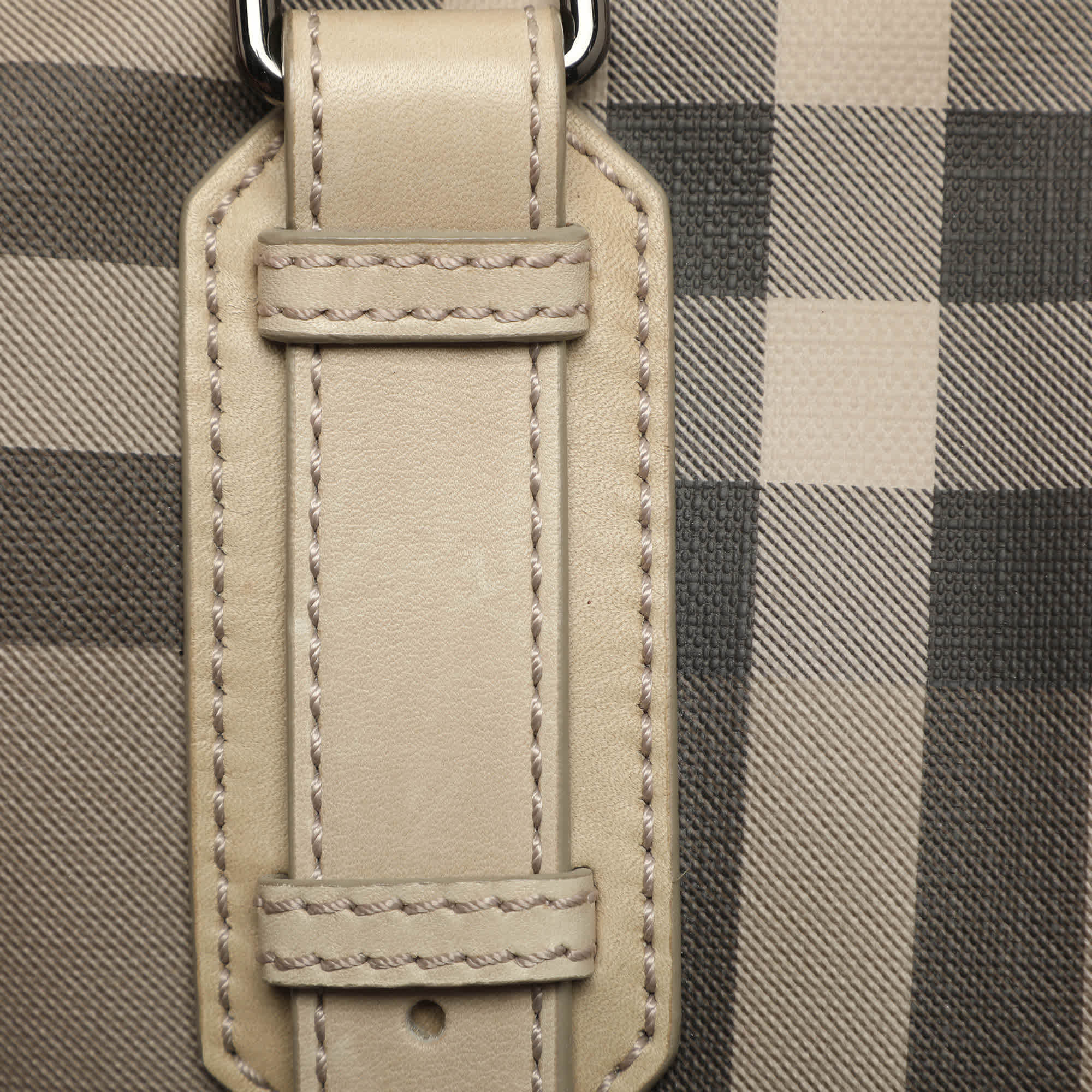 Burberry Northfield Beige/off - White Smoke Check Coated Canvas And Leather Tote