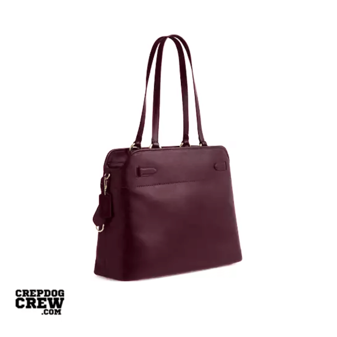 Coach Easton Tote Bag smooth leather Gold Dark Wine