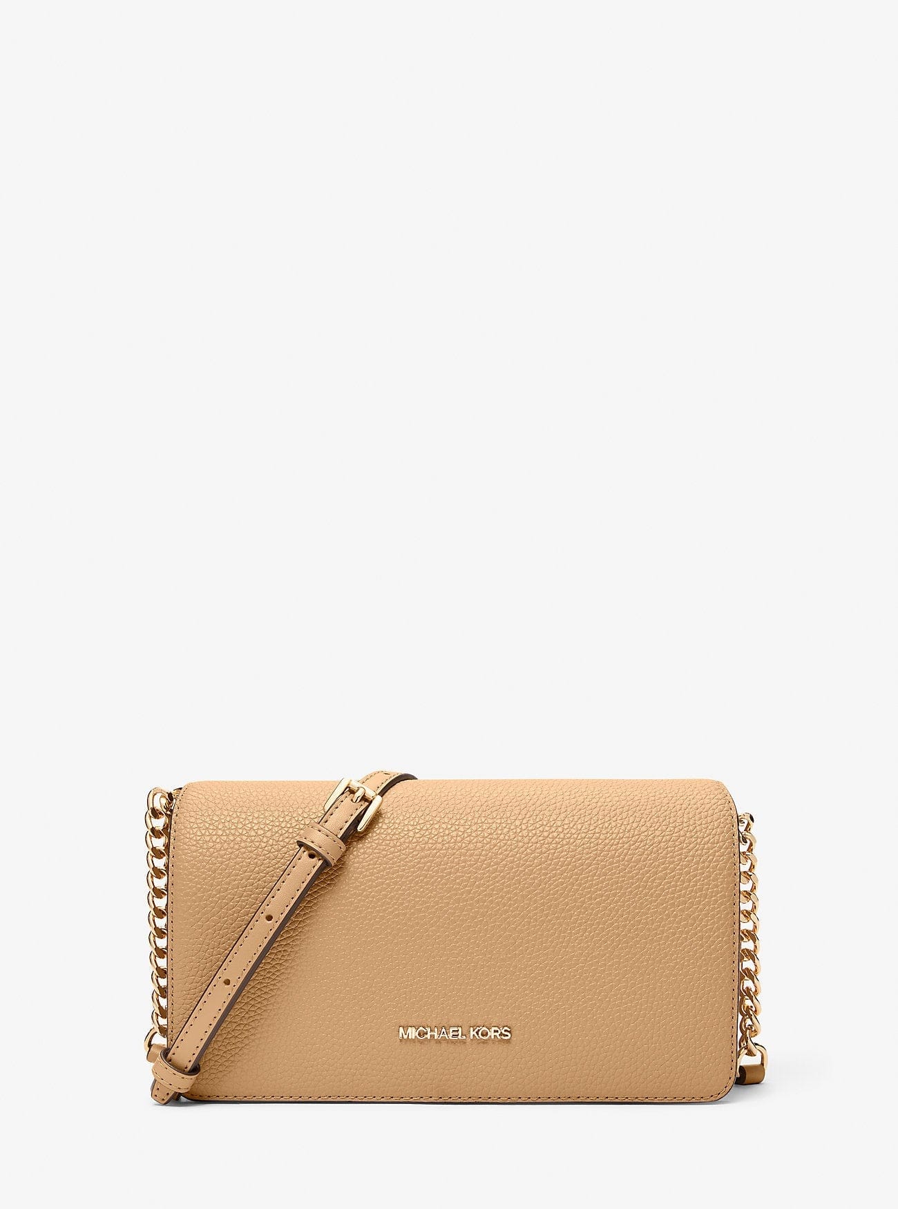 Michael Kors Jet Set Travel Medium Pebbled Leather Crossbody Bag Camel