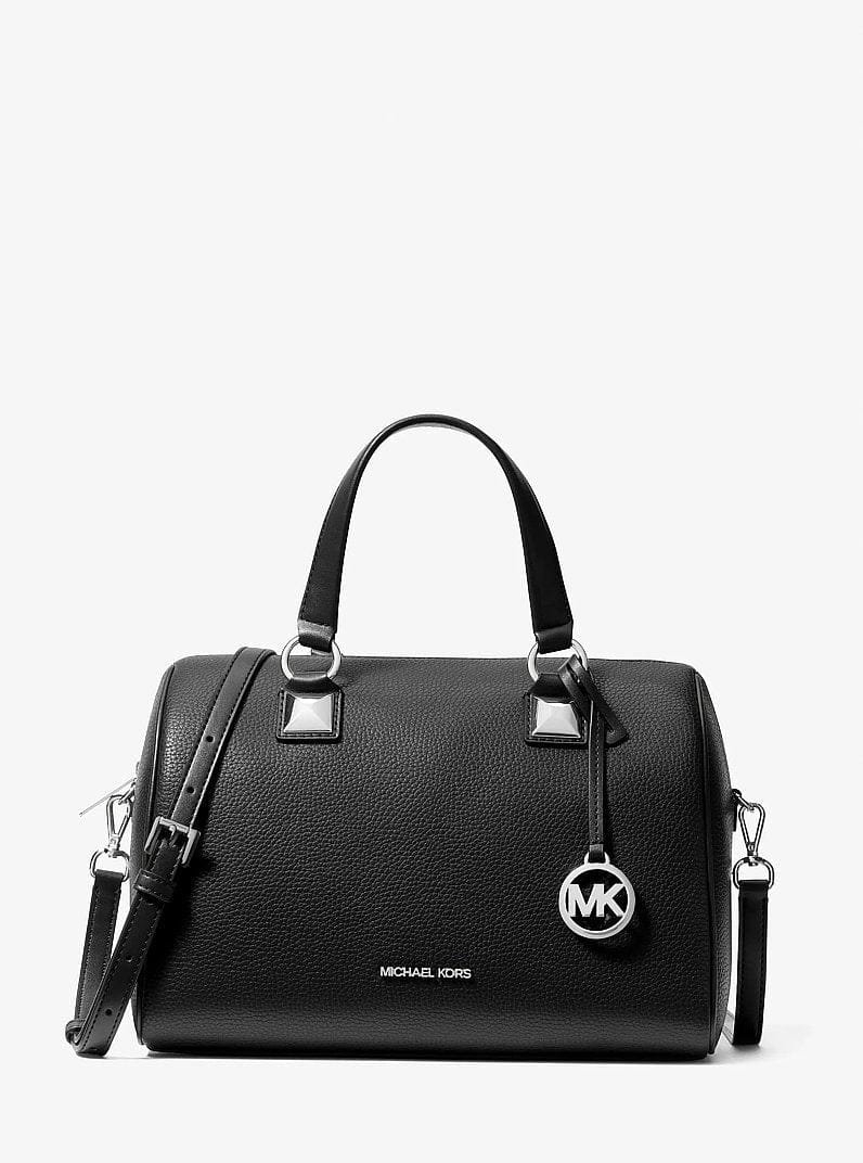 Michael Kors Grayson Medium Pebbled Leather Duffel Crossbody Bag Black