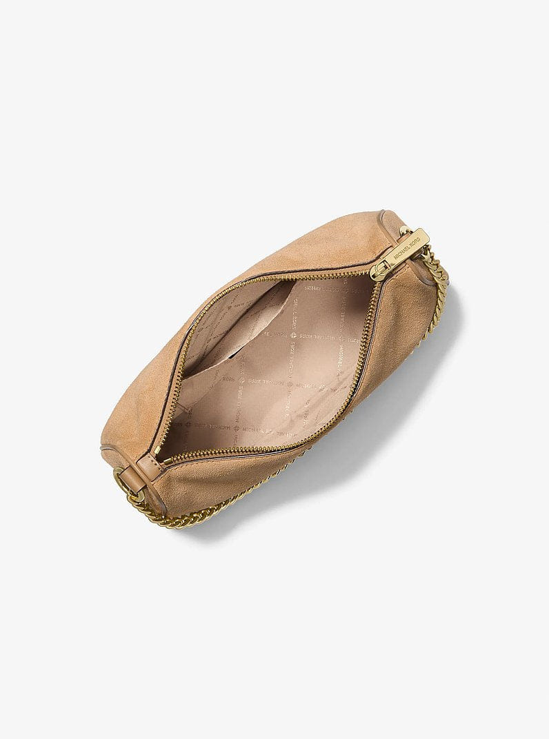 Michael Kors Carmela Medium Suede Convertible Crossbody Bag Camel